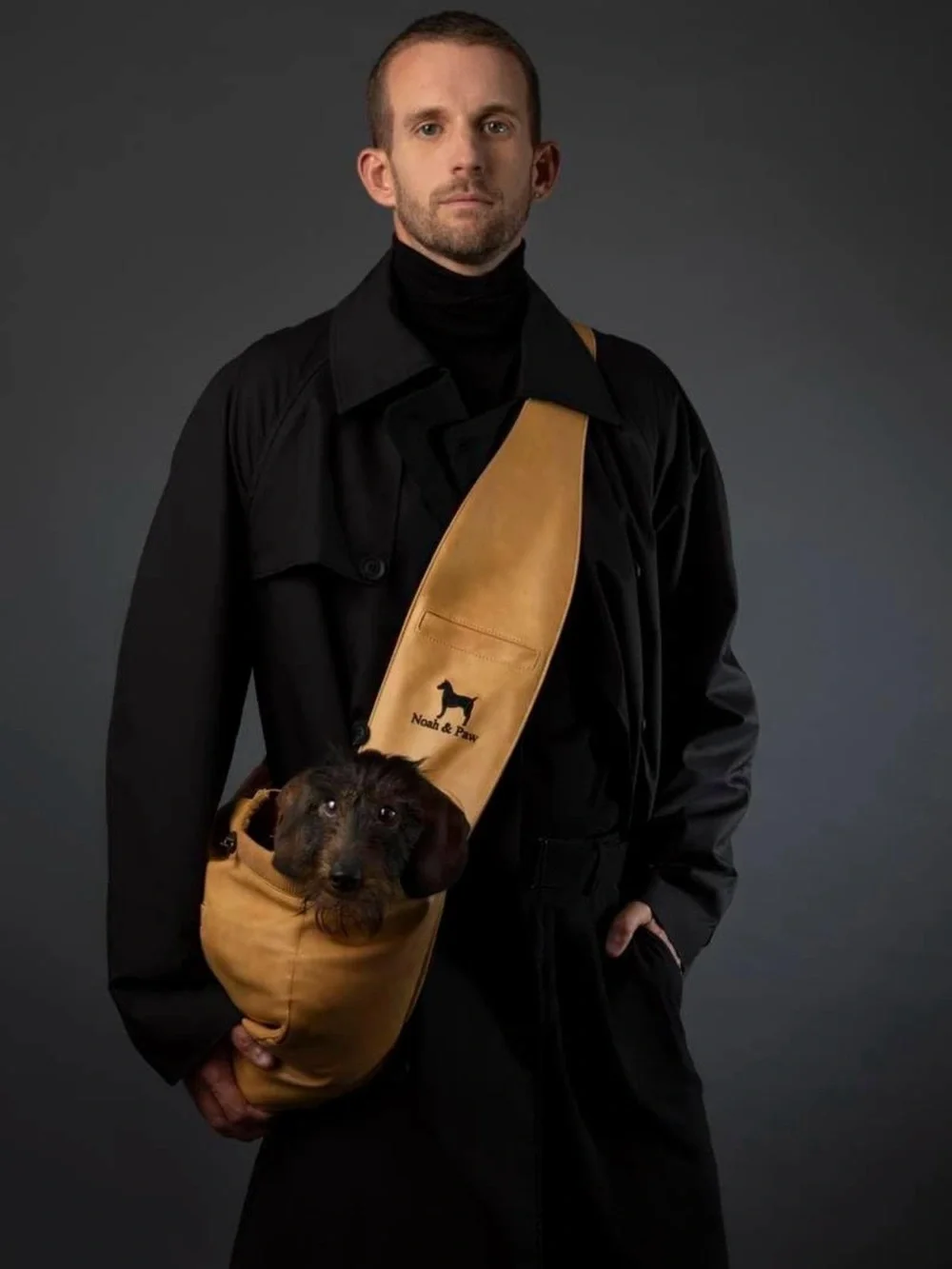 Noah & Paw Brown Leather Pet Sling Carrier New